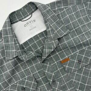 Orvis Classic Collections Men's Gray Plaid Short Sleeve Shirt Performance